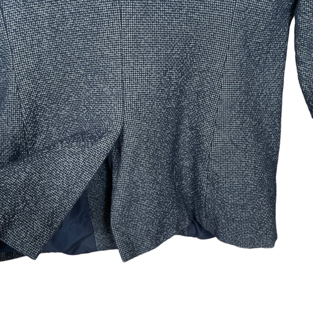 Ann Taylor Factory Tweed Blazer Size 6 Navy Blue One Button Career Workwear - Picture 6 of 12